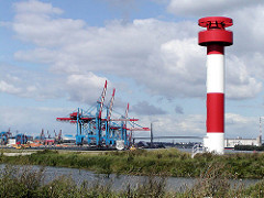 Leuchtfeuer am Köhlbrand / Süderelbe - teilweise fertig gestelltes Container Terminal Hamburg Altenwerder. (2002)