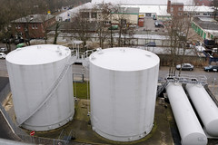 Eröffnung Holzheizkraftwerk Hamburg Lohbrügge, 2008; Silos / Tanks.