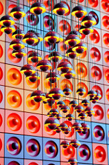 Beleuchtung und Wanddekoration in der  Snackbar der Spiegel-Kantine im Verlagsgebäude in der Hafencity - Entwurf 1969 vom dänischen Innenarchitekten und Designer Verner Panton. Die Speiseräume der unter Denkmalschutz stehenden Kantine sind im Hamburg