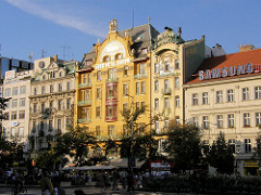 Jugendstilarchitektur in Prag - Hotel Europa; zum Jugendstilgebäude 1903 - 1905  von den Architekten Bedřich Bendelmayer und Alois Dryák ausgeführt.