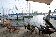 Sportboothafen an der Schlei bei Arnis, kleinste Stadt Deutschlands.