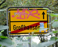 Gelbes Ortsschild - Ende Großhansdorf.