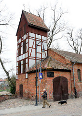 Alte Feuerwehrwache - Fachwerkturm, erbaut um 1900 in Lidzbark Warmiński / Heilsberg.
