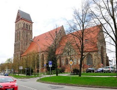 Marienkirche in Anklam - die dreischiffige Hallenkriche der Backsteingotik stammt aus dem 13. Jahrhundert.