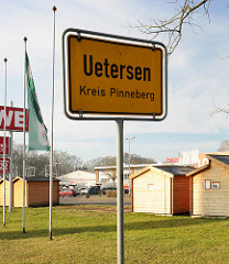 Ortsschild Uetersen Kreis Pinneberg.