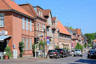 Historische Hausfassaden - Fachwerkhäuser in Eutin an der Lübecker Strasse.