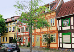 Historische Gebäude in der Hansestadt Salzwedel in der Wollweberstrasse.