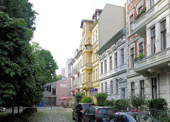 Etagenhäuser, Gründerzeitarchitektur - Wohnhäuser in Grabenstrasse der Stadt Brandenburg.
