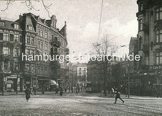 Blick von der Eppendorfer Landstrasse in den Eppendorfer Baum - historisches Bild, altes Foto ca. 1910.