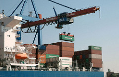 Containerladung eines Frachters löschen - HHLA Container Terminal Burchardkai CTB.