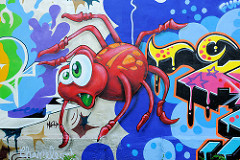 Graffiti mit Spinne am Wendebecken in Hamburg Barmbek Nord.