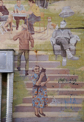Wanddekor - Wandmalerei, Detail am Bunker Loewenstrasse, Falkenried.