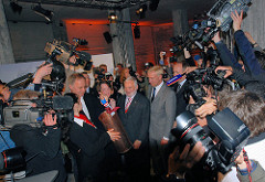 Grundsteinlegung Hamburger Elbphilharmonie 2007; Bürgermeister Ole von Beust, Kultursenatorin Karin von Welck,  Henner Mahlstedt, der Vorstands- vorsitzende Hochtief Construction AG, Architekt Pierre de Meuron, Hartmut Wegener - Projektkoordinator de