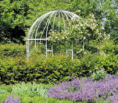 Stadtpark Harburg im Stadtteil Wilstorf - Rosenpavillon mit blühenden Rosen, Lavendel.