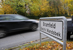 Ortschild Stadtteil Bramfeld, Bezirk Wandsbek.