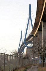 Zollgrenze des Hamburger Freihafens an der Köhlbrandbrücke - Zollzaun.