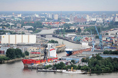 Blick auf den Reiherstieg, der die Norderelbe mit der Süderelbe verbindet - Bilder aus dem Hamburger Hafen.