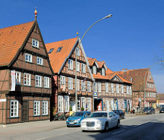 Historische Fachwerkhäuser in der Harburger Schlossstrasse, erbaut im 17. Jahrhundert - Denkmalschutz.