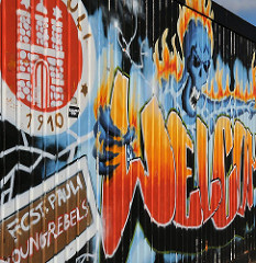 Graffiti für den Hamburger Fussballverein FC St. Pauli, gegründet 1910.