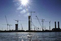 Baustelle Kohlekraftwerk (2008) an der Süderelbe von Hamburg Moorburg.