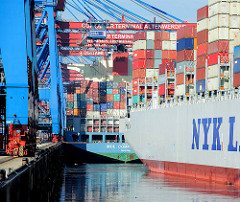 HHLA Container Terminal Altenwerder - Containerschiffe am Ballinkai des hochmodernen Terminals im Hamburger Hafen.