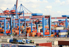 Portalkräne auf dem Gelände des Container Terminals Hamburg Altenwerder im Hamburger Hafen.