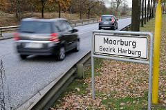 Stadtteilschild Moorburg, Bezirk Harburg - Strassenverkehr.