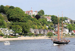 Elbe mit Segelschiff und Motorboot vor Hamburg Blankenese - Fotos aus den Hamburger Stadtteilen.