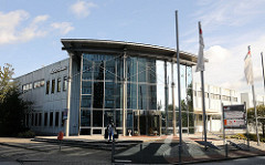 Gebäude der Messehallen im Hamburger Stadtteil Schnelsen.