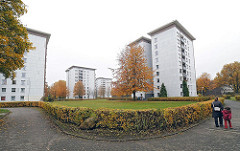 Wohnsiedlung in der Katzbachstrasse - Hochhäuser in Hamburg Lurup.