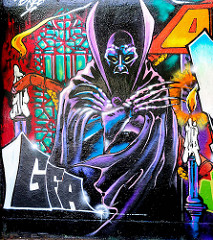 Graffiti an einer Hauswand - Geschäftszentrum Winfriedweg Hamburg Lokstedt. Bilder aus den Stadtteilen Hamburgs.