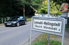 Schild Lemsahl-Mellingstedt, Bezirk Wandsbek.