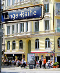 Strassenschild LANGE REIHE in Hamburg St. Georg, Bezirk Mitte.
