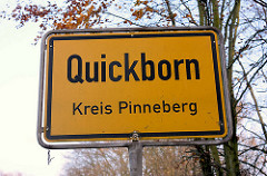 Ortsschild von Quickborn, Kreis Pinneberg.