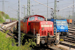 Güterlokomotiven auf dem Güterbahnhof Alte Süderelbe in Hamburg Moorburg.