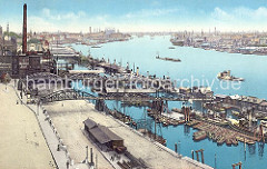 Entlang der St. Pauli Landungsbrücken liegen Pontons, die mit beweglichen Wassertreppen verbunden sind. Diese Eisentreppen passen sich der Tide ( Ebbe + Flut ) im Hamburger Hafen an - der Tidenhub der Elbe bei Hamburg liegt bei ca. 3,60m.