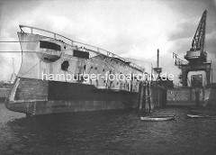 Bau des Kriegsschiffs, Grosser Kreuzer SMS Scharnhost auf der Werft Blohm & Voss in Hamburg.
