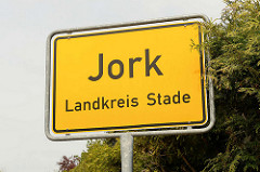 Ortsschild Jork - Landkreis Stade.