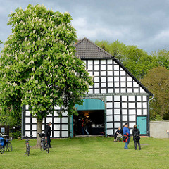 Fachwerkgebäude, geöffnet zur Kulturellen Landpartie in Luckau / Wendland.