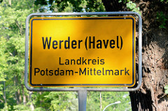 Ortsschild Werder (Havel) - Landkreis Potsdam-Mittelmark.