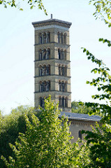 Kirchturm der Friedenskirche am Schlosspark von Sanssouci / Potsdam; fertiggestellt 1854, Pläne königlicher Hofarchitekt Ludwig Persius.