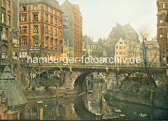 Ellerntorsbrücke über das Herrengrabenfleet in Hamburg Neustadt - die 1668 errichtet Brücke ist die zweitälteste Brücke in der Hansestadt Hamburg.