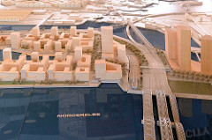 Entwurf des Quartier Elbbrücken in der Hamburger Hafencity - urbanes Geschäfts- und Wohnquartier am Baakenhafen / Norderelbe / Elbbrücken. Der städtebauliche Realisierungswettbewerb bezog sich auf 16,5 Hektar  mit 411 000 m² Bruttogeschossfläche
