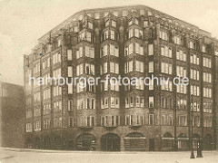 Kontorhaus Montanhof im Hamburger Kontorhausviertel - das Kontorgebäude wurde von den Architekten Distel + Grubitz entworfen und 1926 fertig gestellt.
