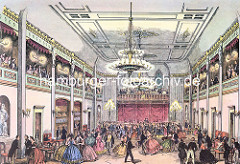 Historische Innenansicht vom Hamburger Conventgarten - Ballsaal ca. 1855.