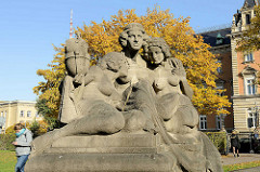 Figurengruppe halbnackte Frauen - Allegorien der Hansestädte Bremen, Hamburg u. Lübeck; Bildhauer Arthur Bock.