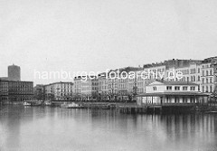 Alte Ansicht vom Jungfernstieg an der Binnenalster in der Hansestadt Hamburg - neue Bebauung nach dem Brand von 1842.