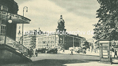 Altes Bild vom Gebäude der Oberpostdirektion am Hamburger Stephansplatz, fertiggestellt 1887 - Entwürfe Julius Carl Raschdorff / Skulpturen Bildhauer Engelbert Pfeiffer.