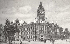 Historische Ansicht vom Gebäude der Oberpostdirektion am Hamburger Stephansplatz, fertiggestellt 1887 - Entwürfe Julius Carl Raschdorff / Skulpturen Bildhauer Engelbert Pfeiffer.