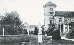 Historische Darstellung - Rheinsberger Schloss, Skulpturen im Schlossgarten.